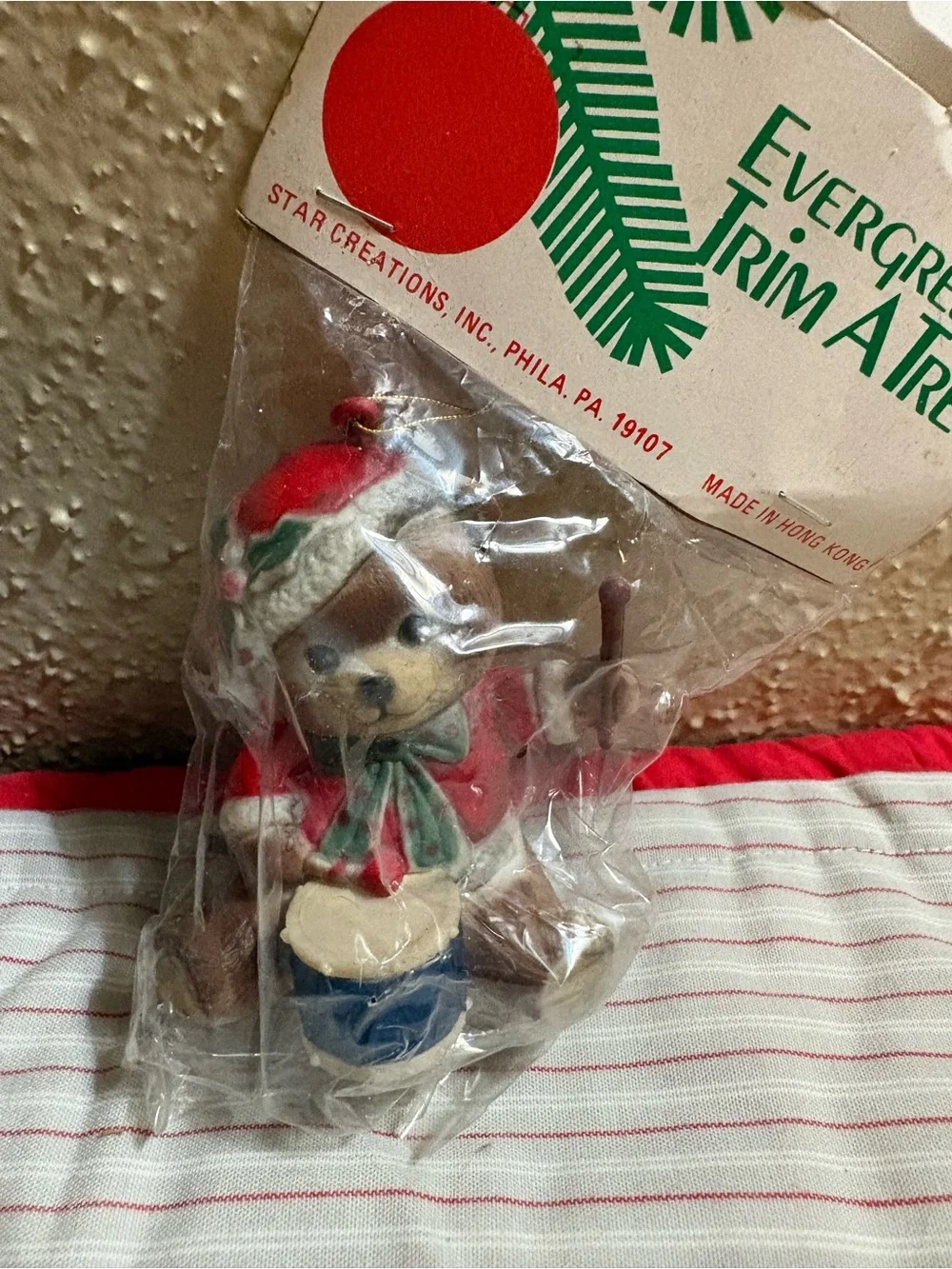 Vintage Star Creations Brown and Red Holiday Small Pet Figurine from Hong Kong